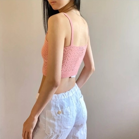 NWT Zara Alpaca-Wool Pointelle Knit Cropped Camisole - Picture 2 of 9